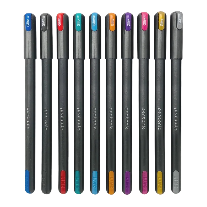 Pentonic Glitter Gel Pen 10 Shades 1 Pack Multicolor