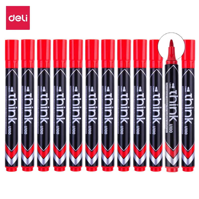 Deli Permanent Marker Red