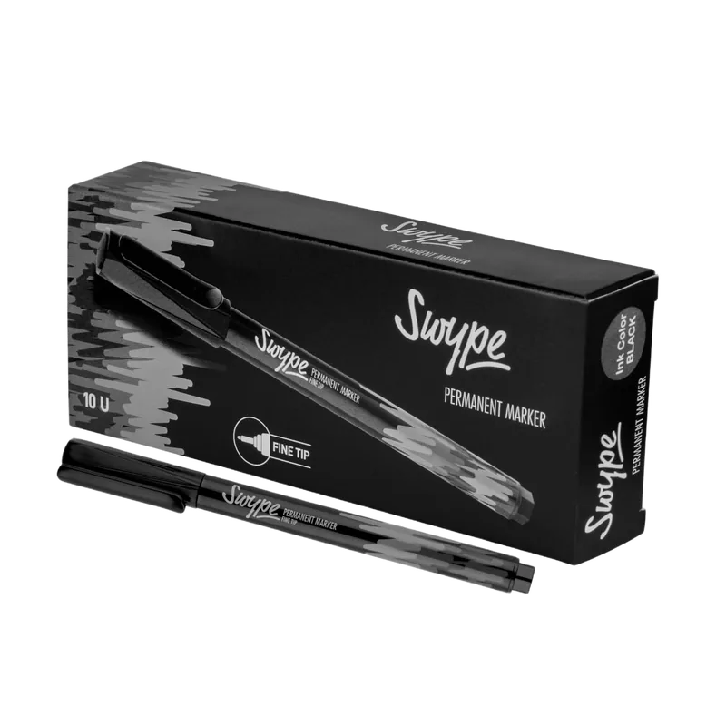Swype Permanent Marker Fine Tip Black 1 Pack