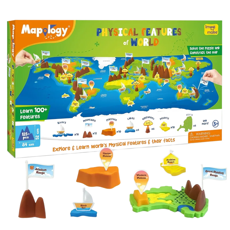 Imagimake Jigsaw Puzzles Physical Map World Multicolor