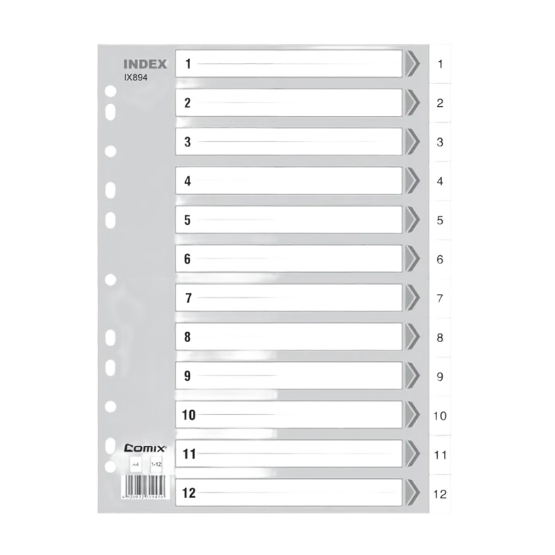 Comix Polypropylene Index Number A4 Grey