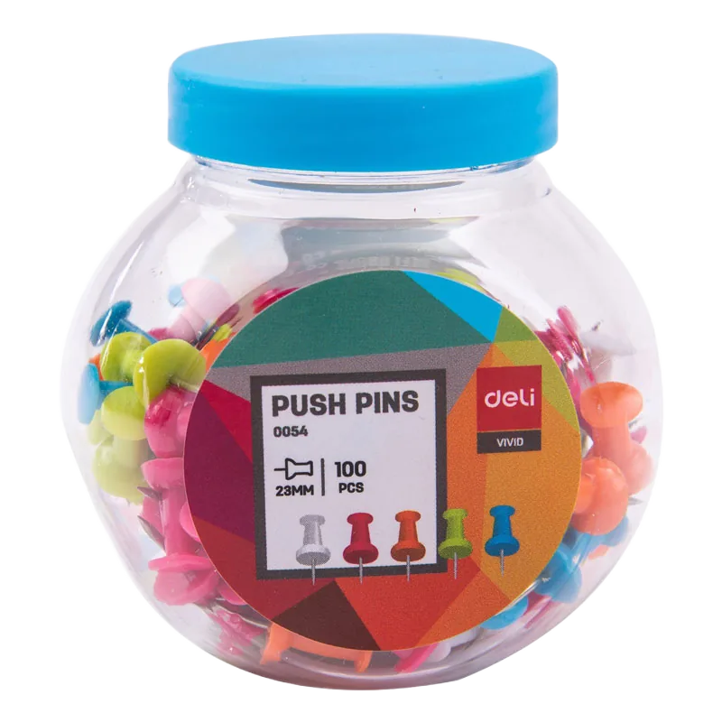 Deli Push Pins 1 Jar 23 mm Multicolor