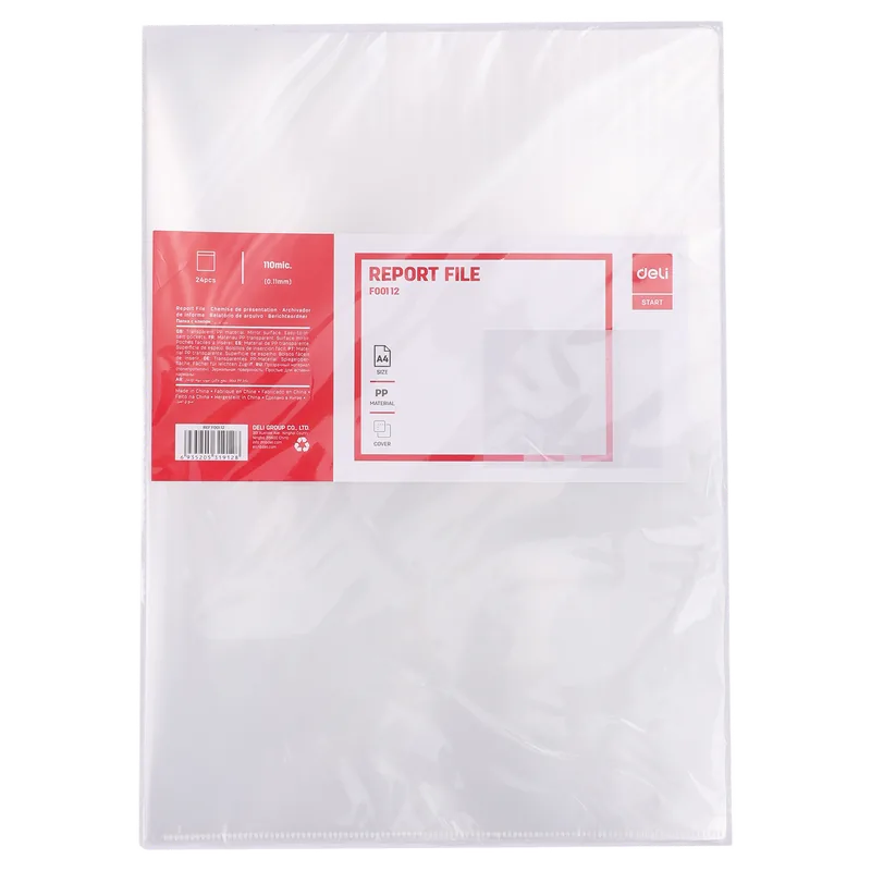 Deli Report File 1 Pack A4 Transparent