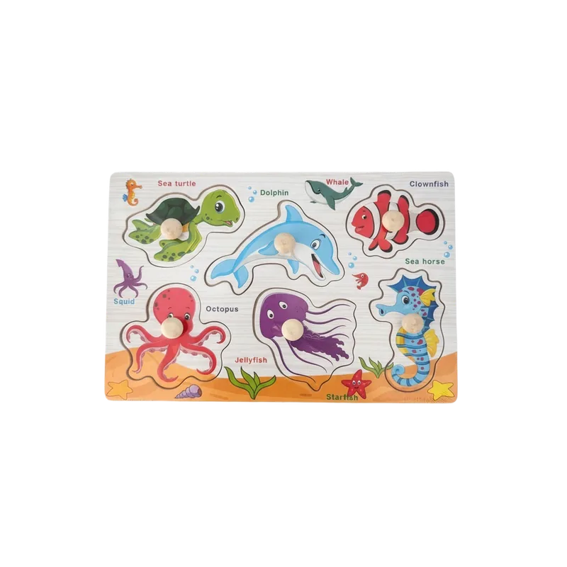 Sea Animals Wooden Puzzle Toy for Kids | Jigsaw Puzzle Board Game | Early Learning Educational Toys for Toddlers & Adults | 1 Set