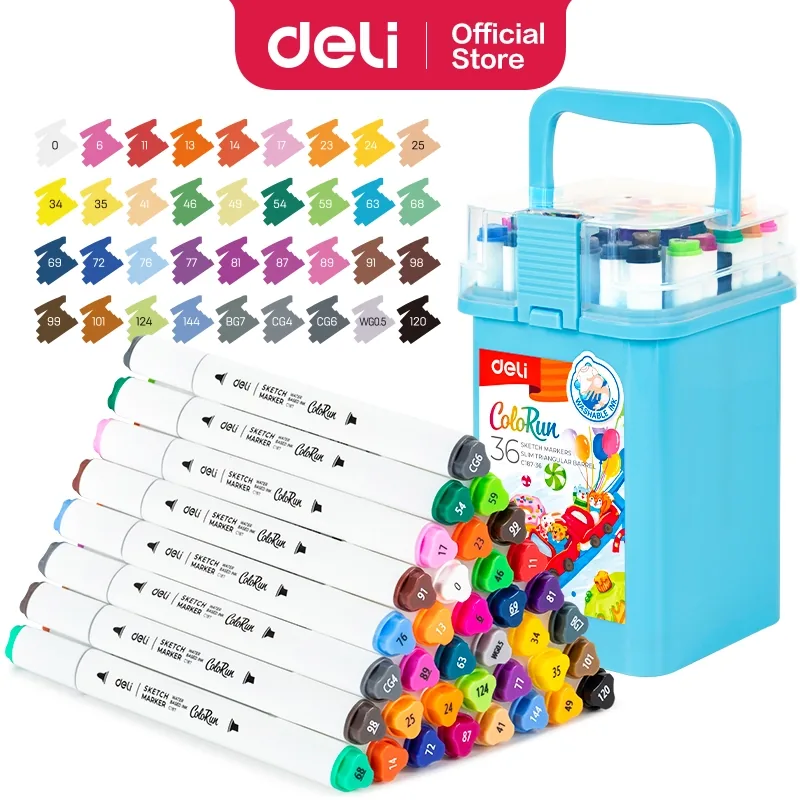 Deli Sketch Markers 36 Colors 1 Pack Assorted