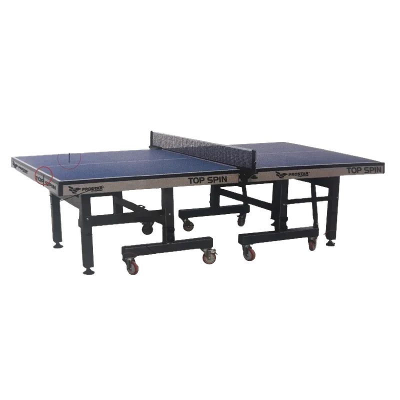 Prostar Full Size Table Tennis Table - Top Spin with Wheel & Laminated Top | 25 mm thick MDF Pre laminated particle board | Fast Set Up | Foldable with Single Solo Play Mode | Code: PSTT-004