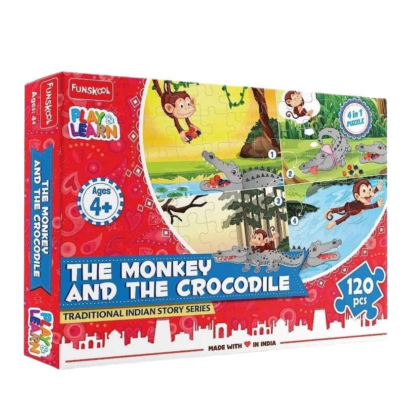 Funskool The Monkey and The Crocodile Puzzle Multicolor