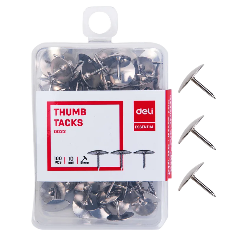 Deli Thumb Pins 1 Box 10 mm Silver
