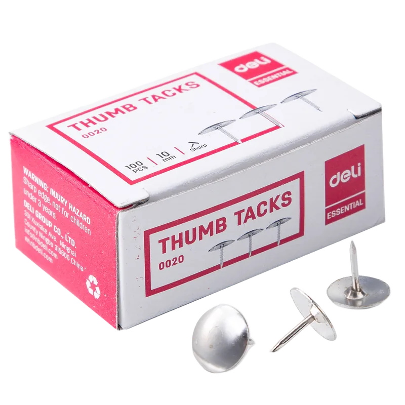 Deli Thumb Pins 1 Pack 10 mm Silver