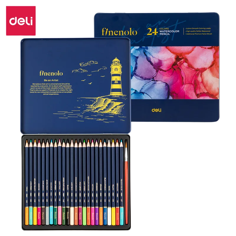 Deli Water Color Pencil EC129 24 Colors 1 Pack Assorted