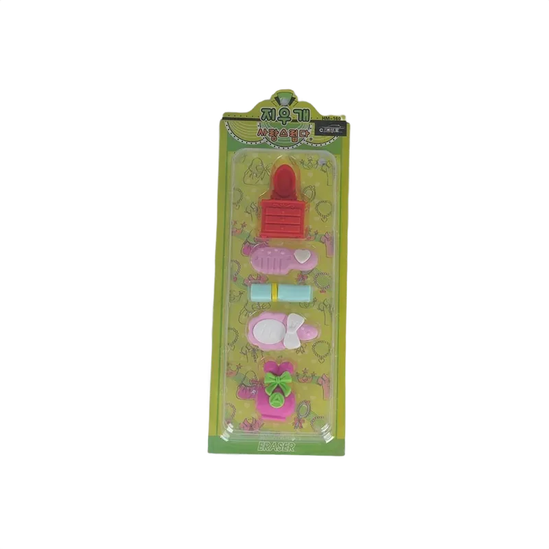 Novelty Eraser Set Green Multicolor