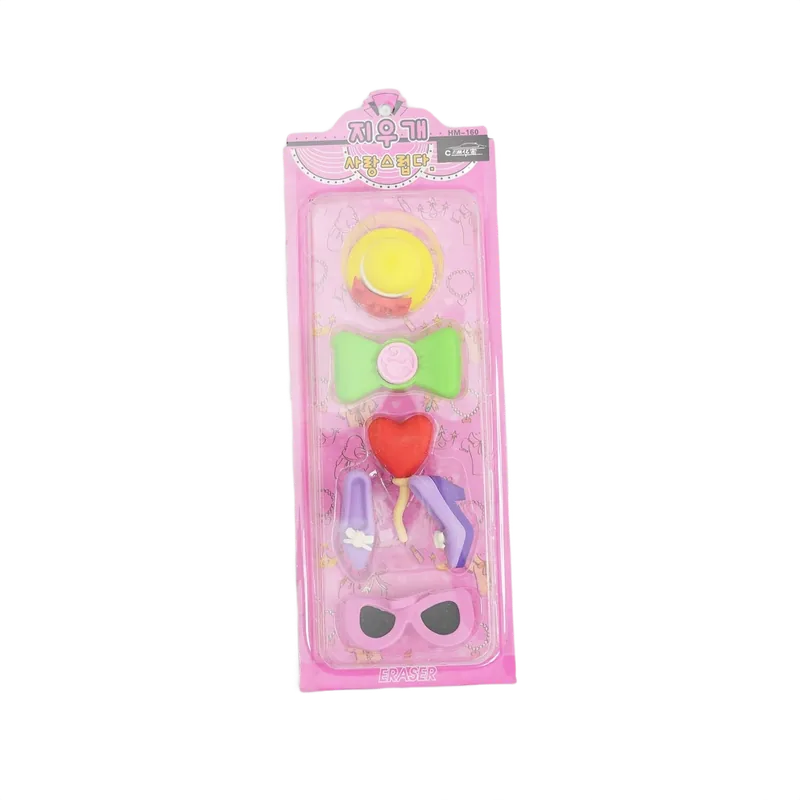 Novelty Eraser Set Pink Multicolor