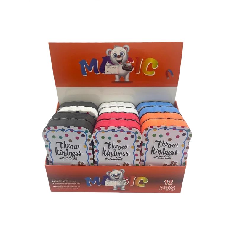 Magnetic Whiteboard Duster 12 Piece Multicolor