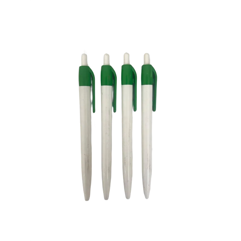 Customizable Personalized Plastic Pens White & Green
