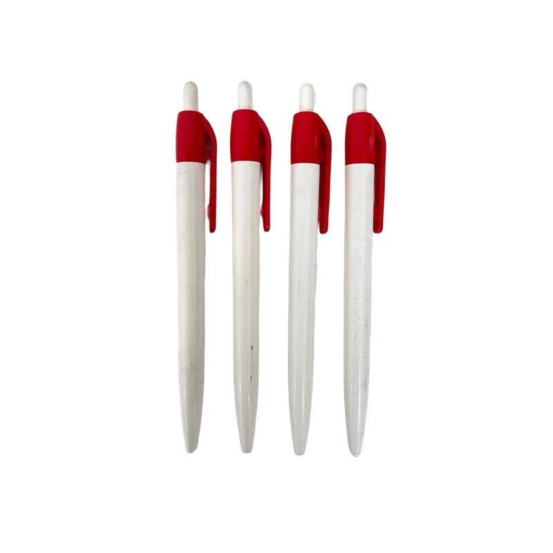Customizable Personalized Plastic Pens White & Red