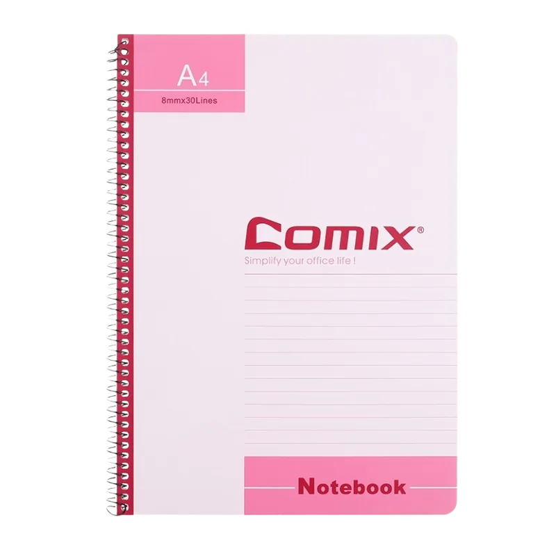 Comix Wire Notebook A4 80 Red