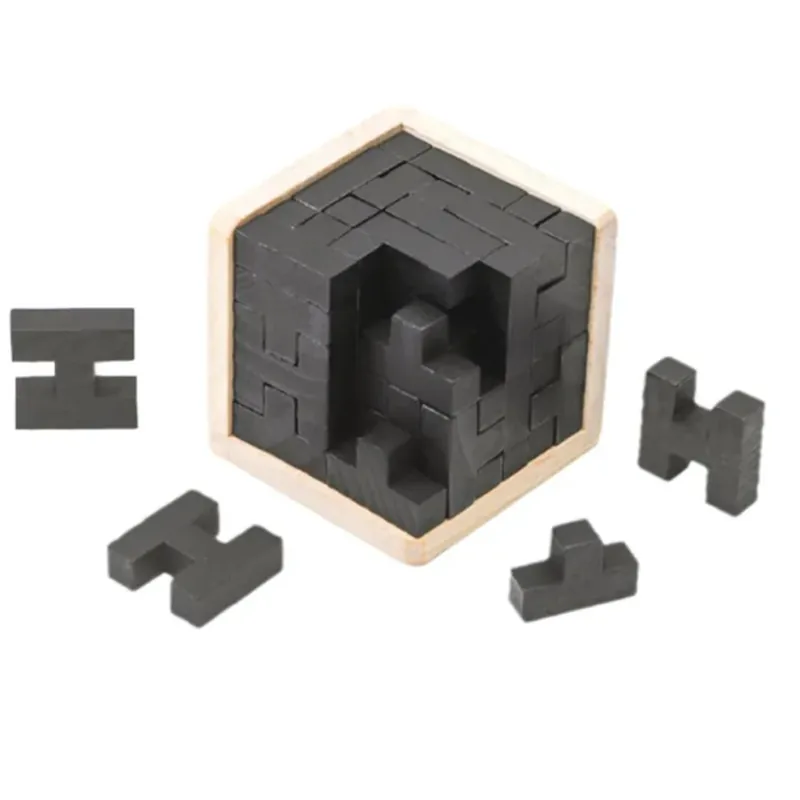 Minico Wooden Brain Teaser Puzzle Black