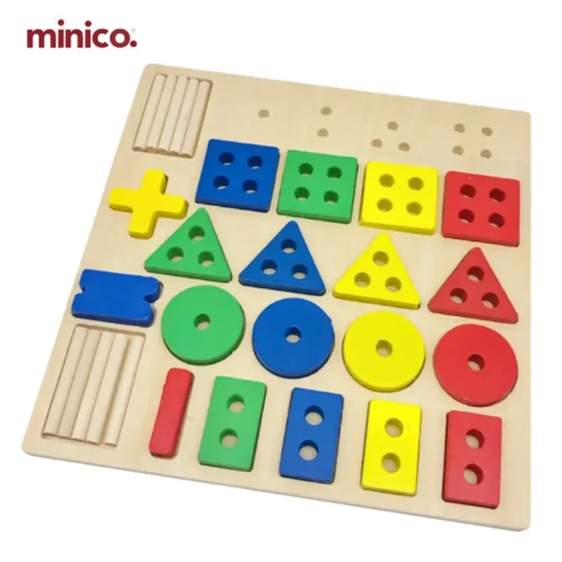 Minico Wooden Stick Shape Puzzle Multicolor
