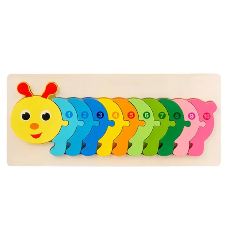 Minico Wooden Jigsaw Puzzle Animal Caterpillar Multicolor