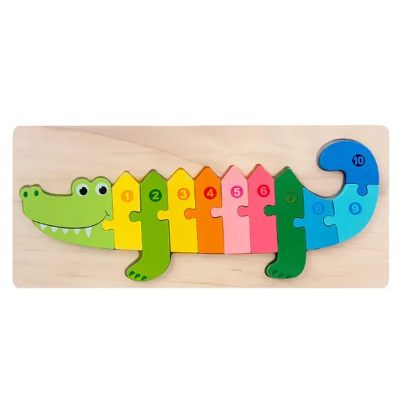 Minico Wooden Jigsaw Puzzle Animal Crocodile Multicolor