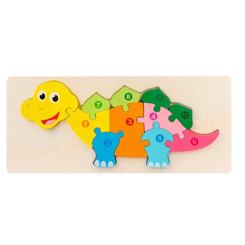 Minico Wooden Jigsaw Puzzle Animal Dinosaur Multicolor
