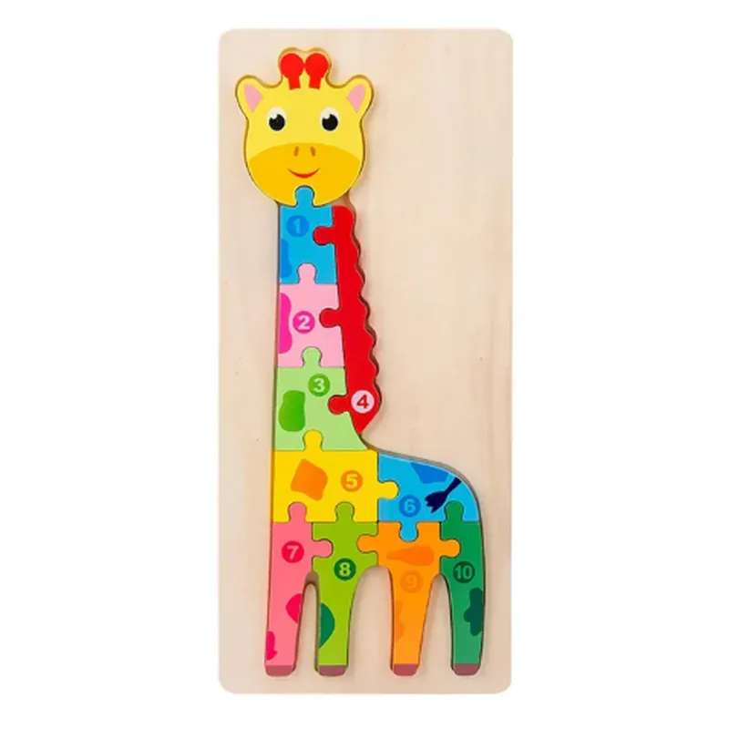 Minico Wooden Jigsaw Puzzle Animal Giraffe Multicolor