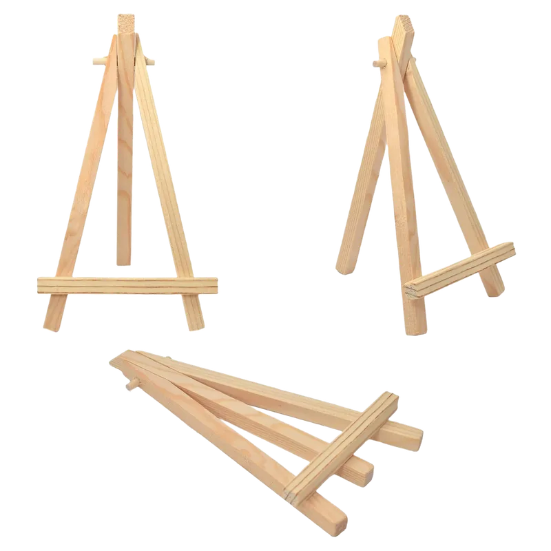Canvas Wooden Tri-Stand 12 Inch Beige