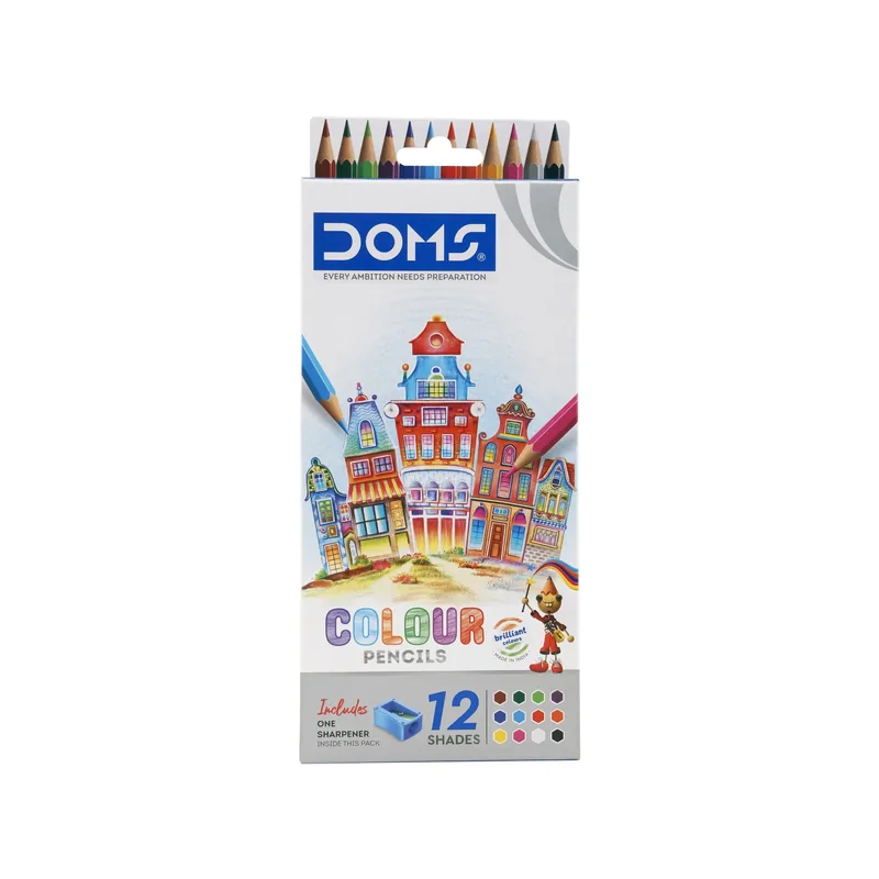 Doms Colour Pencils 12 Shades Big 1 Pack Multicolor