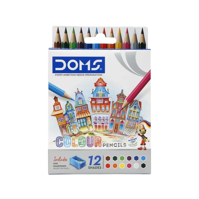 Doms Colour Pencils 12 Shades Small 10 Pack Multicolor