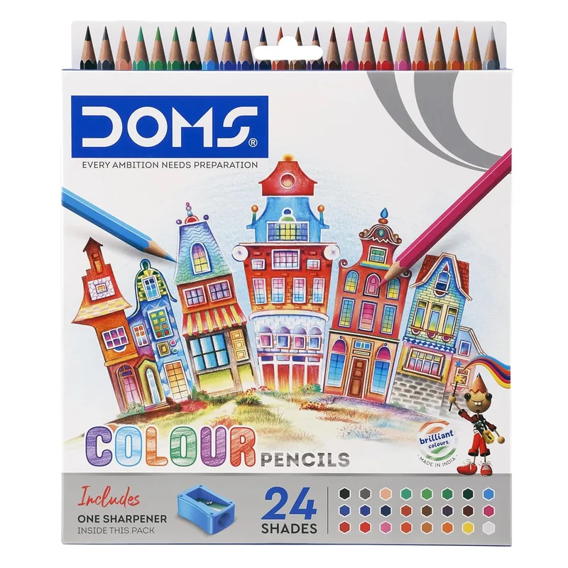 Doms Colour Pencils 24 Shades Big 1 Pack Multicolor