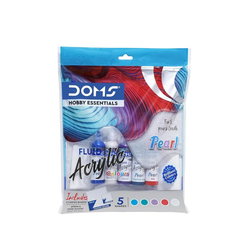 Doms Fluid Acrylic Colour Pearl White, Voilet, Blue, Red, Turquoise Green