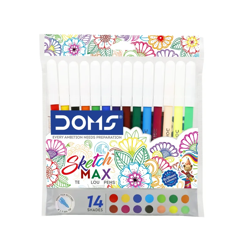 Doms Sketch Fine Colour Pens 14 Shades 1 Pack Multicolor