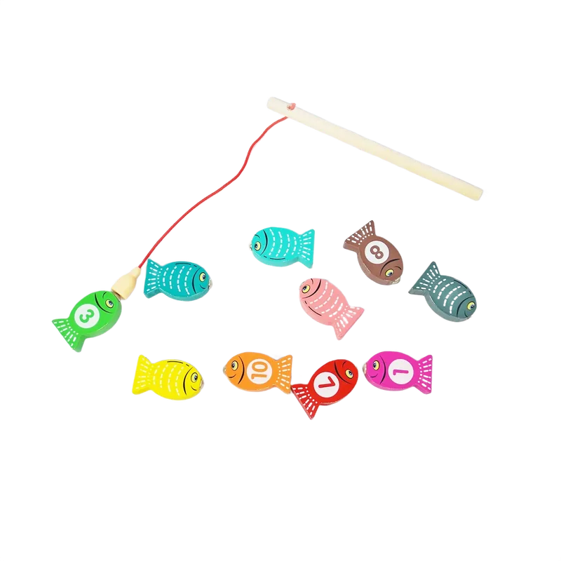 Wooden Magnetic Fishing Game Toy | Fish Catching Magnet Pole Puzzle Board | 1 Set