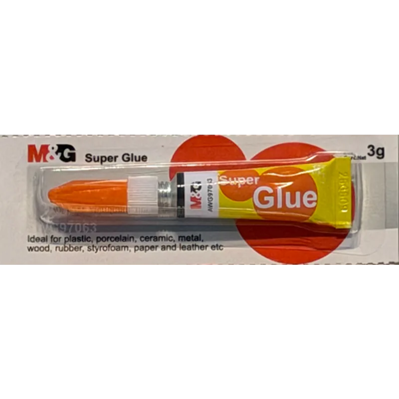 M&G Super Glue | 3 gram | Ideal for Plastic, Porcelain, Ceramic, Metal, Wood, Rubber, Styrofoam, Paper & Leather | 1 Piece