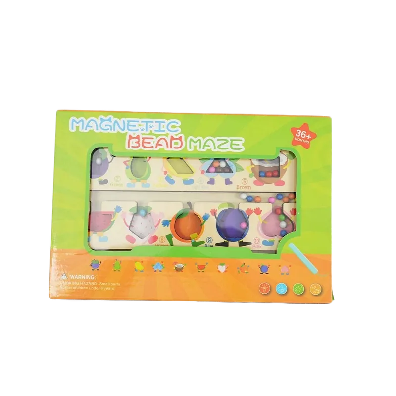Wooden Magnetic Bead Maze Toy | Colorful Number Play Board with Beads | Fun Hand-Eye Coordination Game for Kids Ages 3–12 | 1 Set