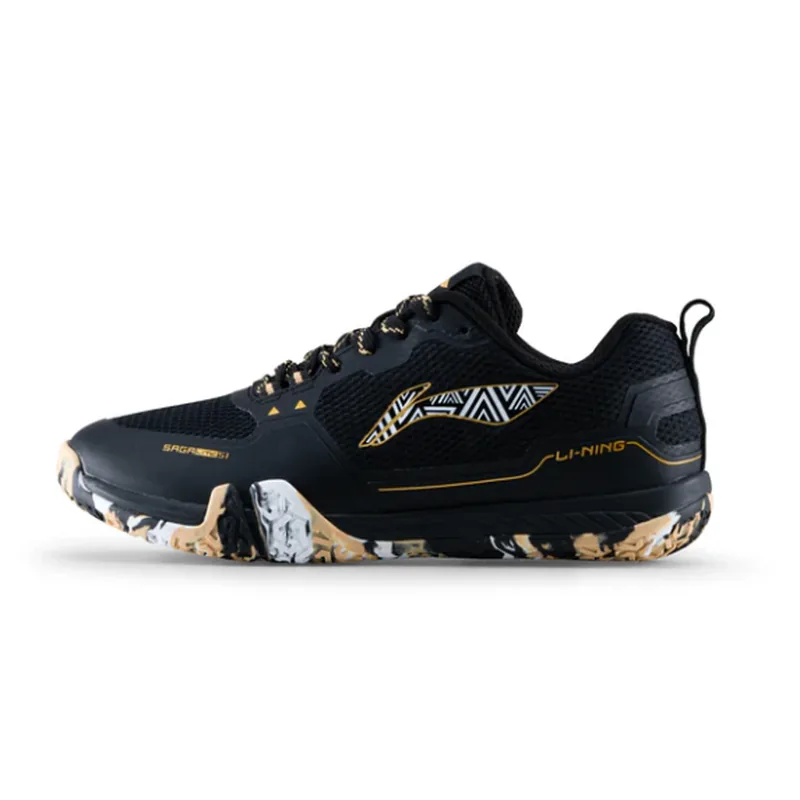 Li-Ning Saga Lite S1 Shoe Badminton Shoes Black/Gold/White 39 EUR 1 Pair