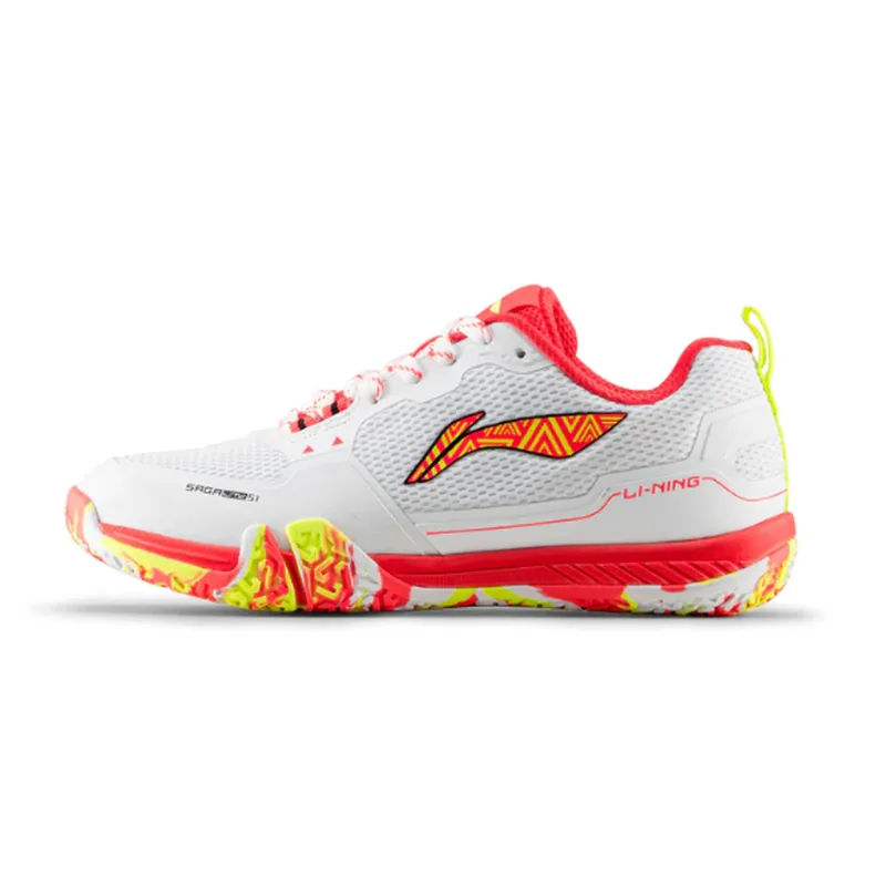 Li-Ning Saga Lite S1 Shoe Badminton Shoes White/Orange/Lime 43 EUR 1 Pair